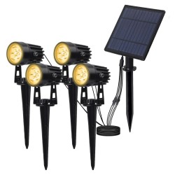 LED kryptiniai lauko prožektoriai su saulės baterija (4 vnt.)