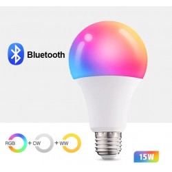 LED daugiaspalvė + šiltai / šaltai balta, išmanioji  lemputė su Bluetooth